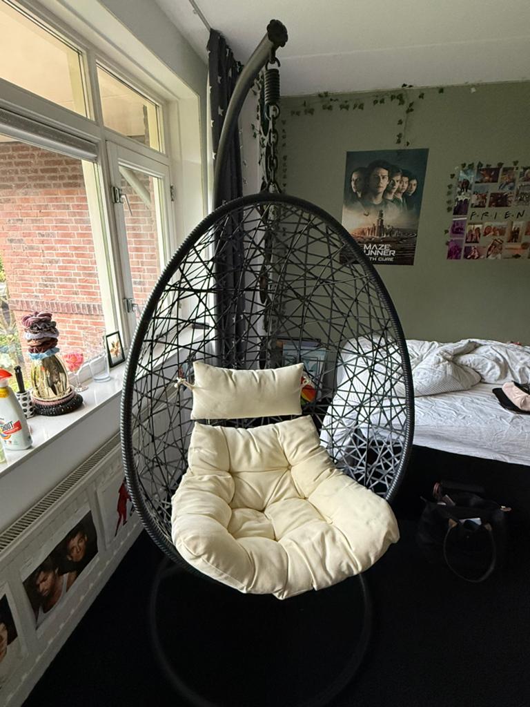 Xenos hangstoel met kussens  | zwart, Huis en Inrichting, Stoelen, Ophalen, Gebruikt, Zwart, Eén