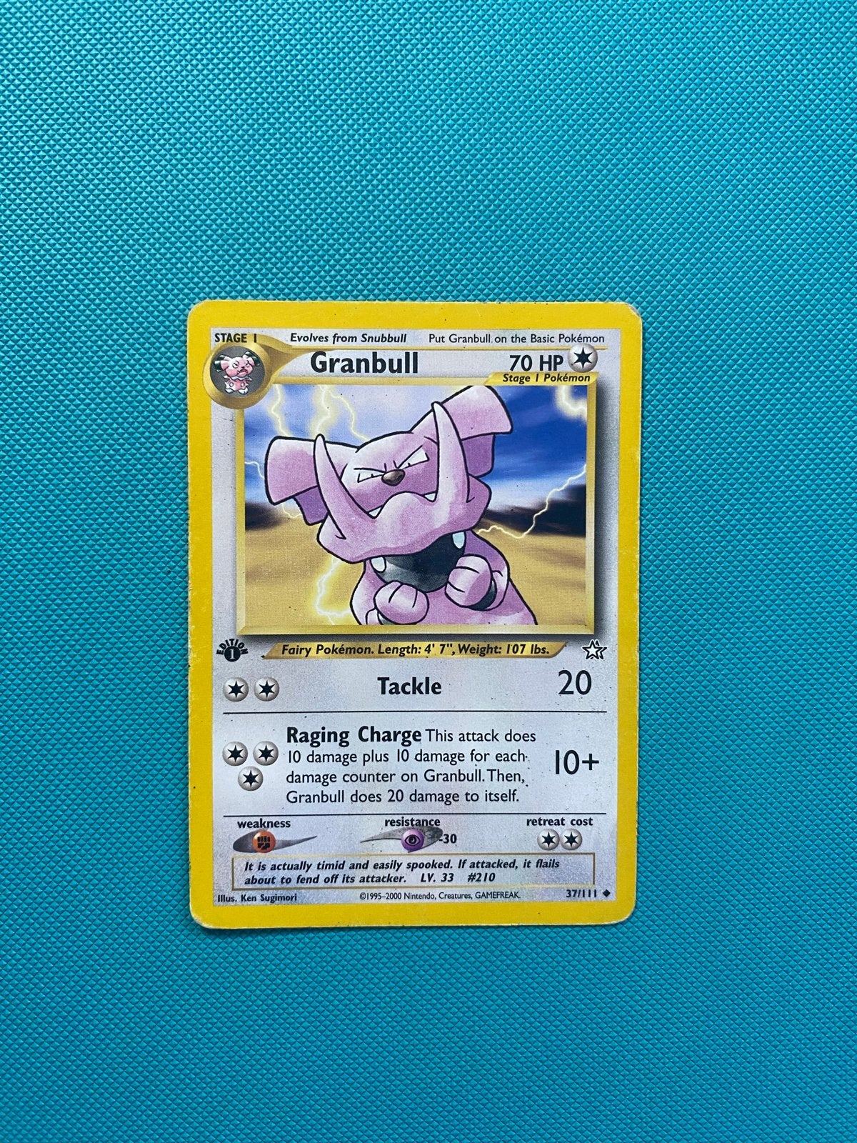 Granbull Pokémon Kaart 37/111 First edition Neo Revelation, Ophalen of Verzenden, Gebruikt, Losse kaart