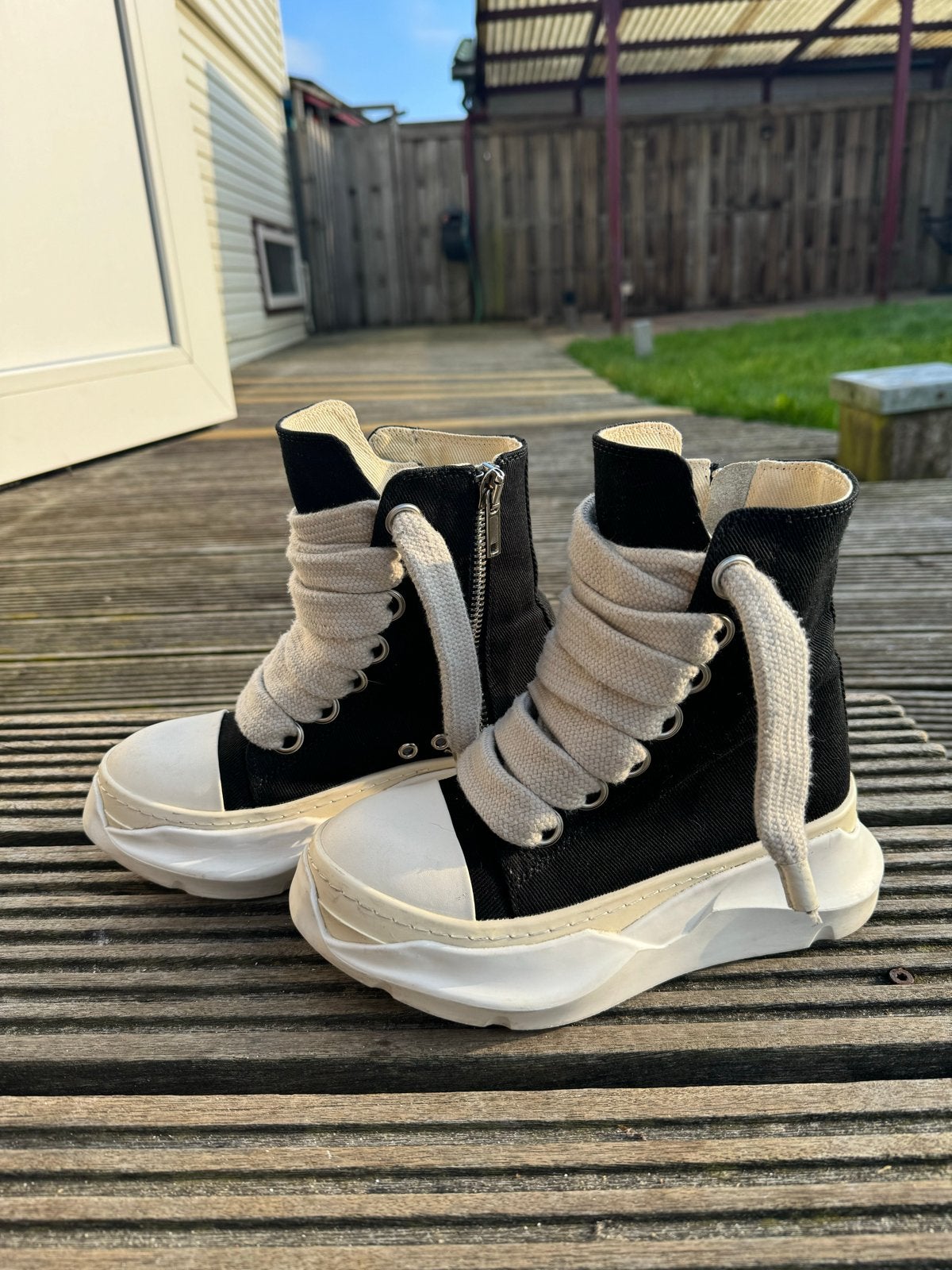 Rick Owens Abstract Sneakers Zwart/Wit Maat 36, Ophalen of Verzenden, Zo goed als nieuw, Zwart, Sneakers of Gympen