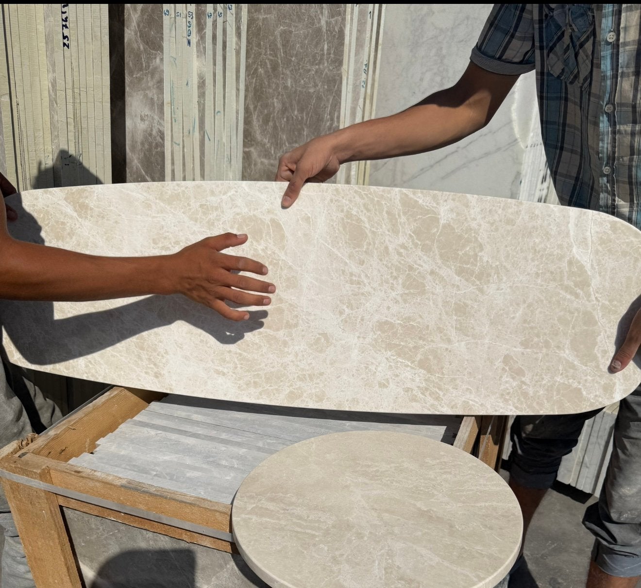 Marmeren ovale tafelblad - Nieuw, Overige materialen, Minder dan 50 cm, 100 tot 150 cm, Nieuw