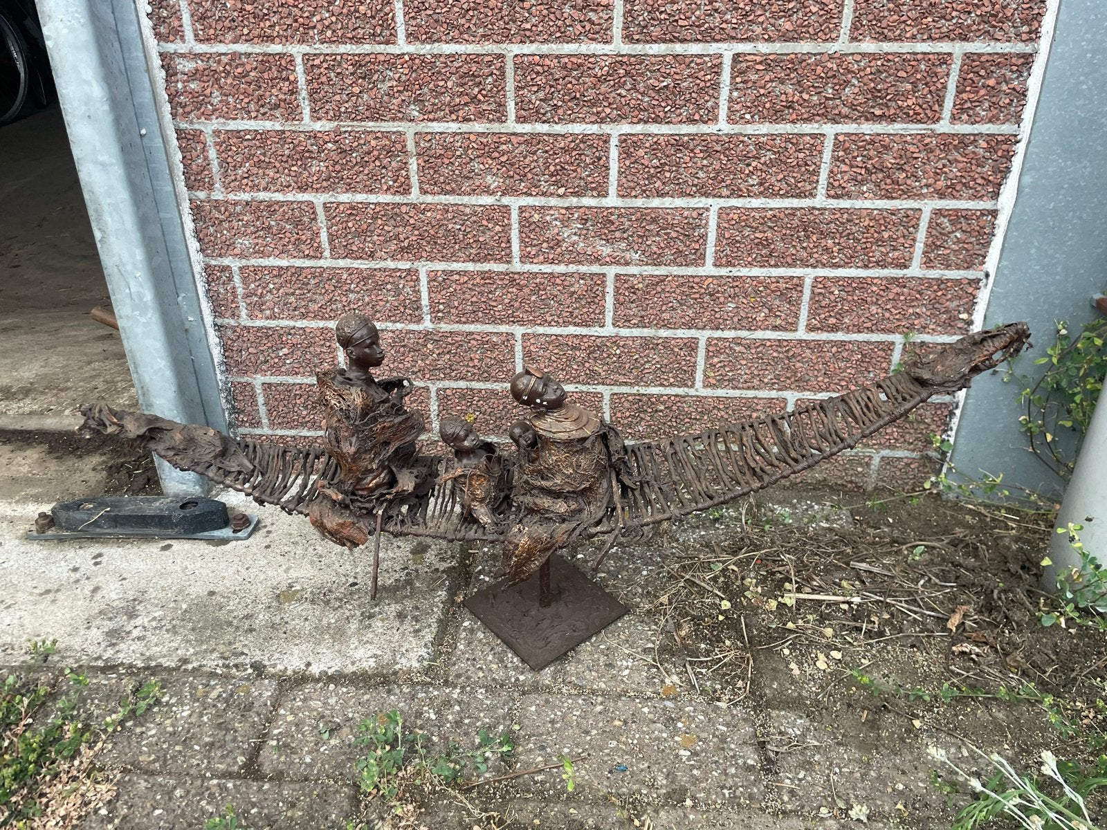 Afrikaanse Familie Sculptuur - Metaal, Groep mensen, Meer dan 2 meter, Ophalen of Verzenden, Handgemaakt