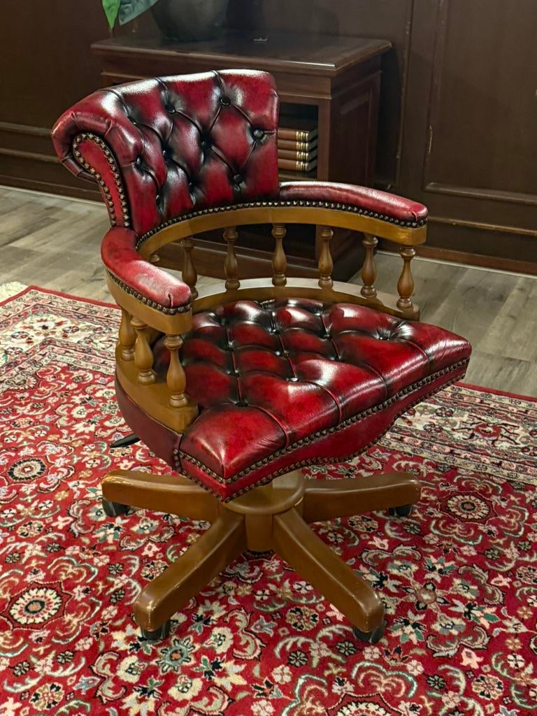 Chesterfield bureaustoel, Ophalen of Verzenden, Zo goed als nieuw, Bureaustoel, Rood