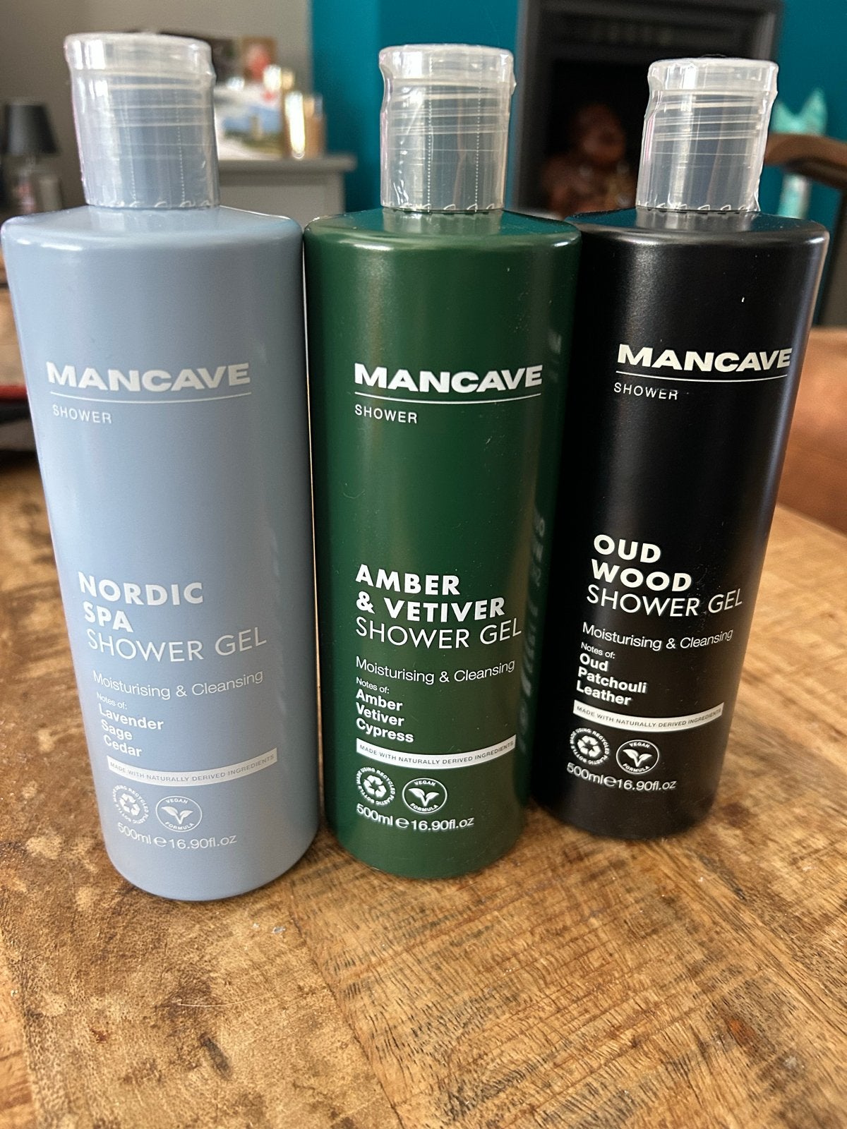 Mancave Showergel Set - 3 Heerlijke Natuurlijke Geuren, Ophalen of Verzenden, Nieuw, Bad & Douche