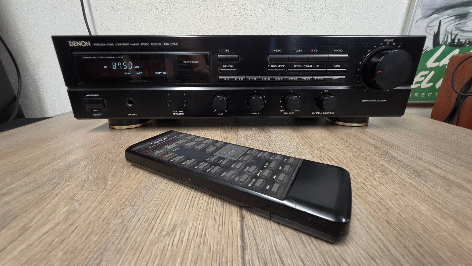 Denon DRA-335R Stereo Receiver + afstandsbediening, Gebruikt, Denon, Ophalen of Verzenden, Rua 197