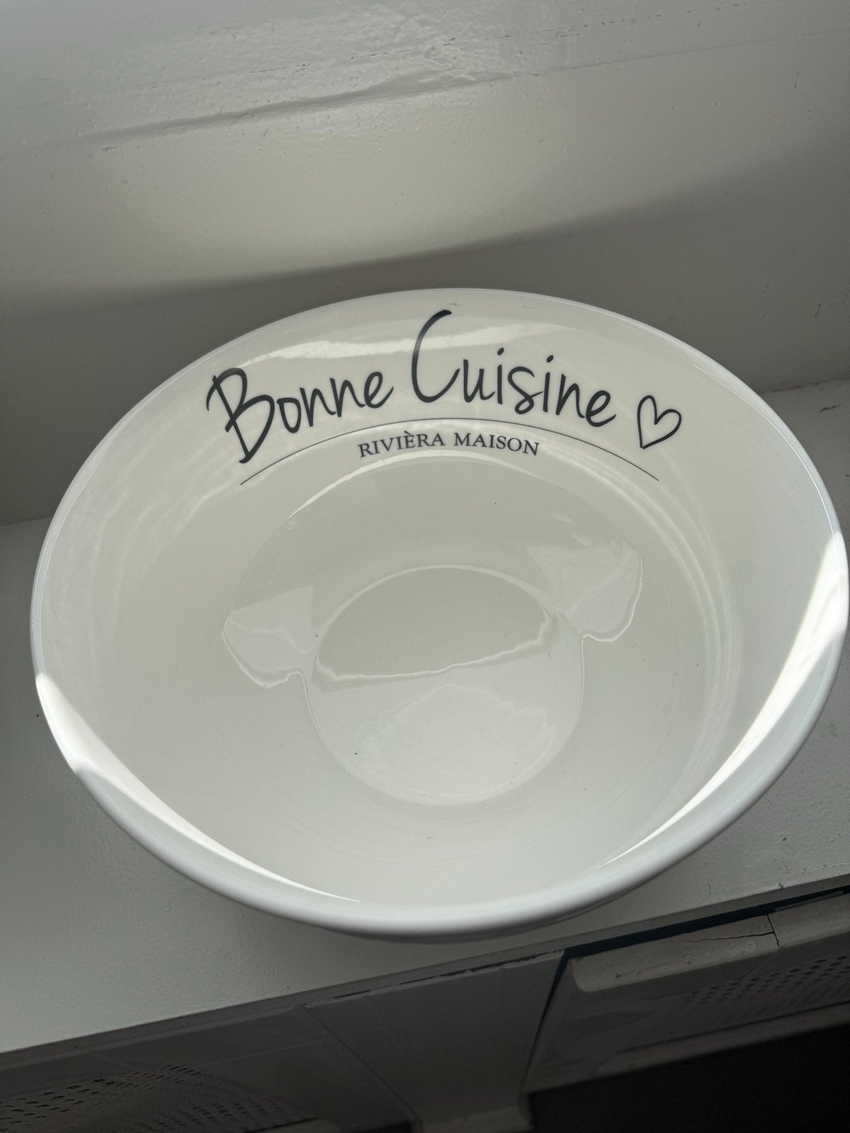 €17 Rivièra Maison Serveerschaal "Bonne Cuisine", Porselein of Keramiek, Schaal, Vaatwasserbestendig, Rond