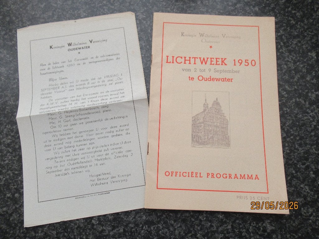 BOEKJE- LICHTFEEST 1950 -OUDEWATER + RECLAMES HORECA-1950, Ophalen of Verzenden, 20e eeuw of later, Gelezen