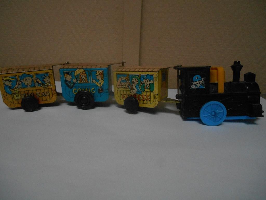 vintage tinnen opwind trein comic express zig zag trein oud, Antiek en Kunst, Ophalen