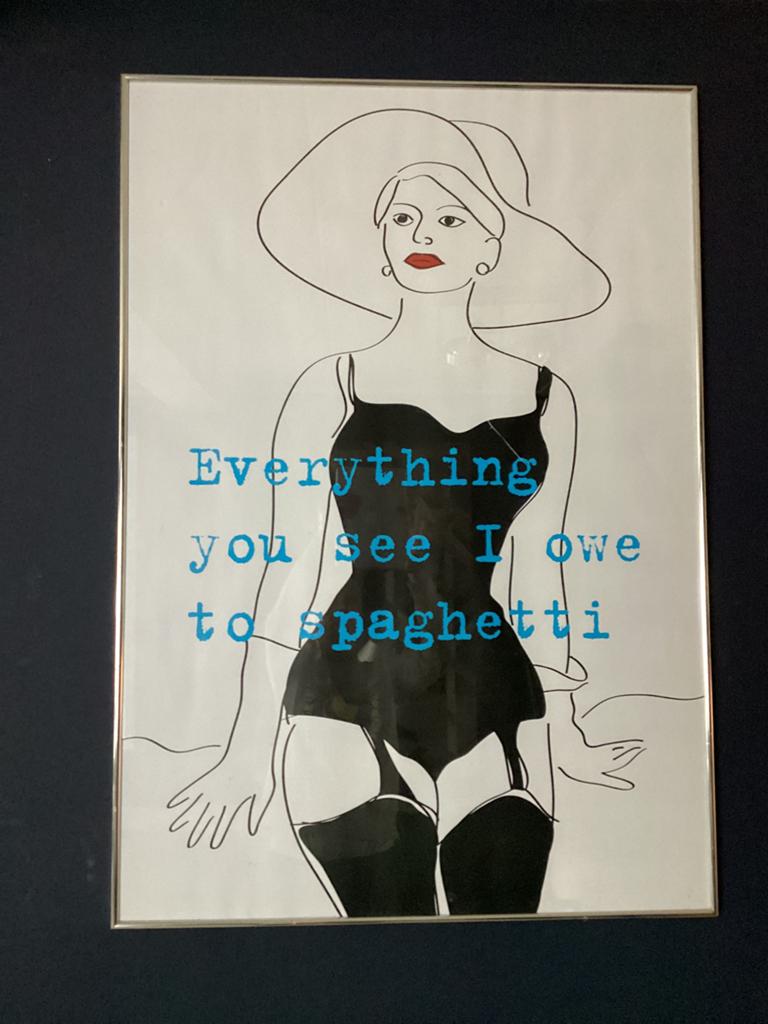 Sophia Loren poster "Everything I owe to spaghetti" 70x100cm, Ophalen, Gebruikt, Foto of Poster, 75 cm of meer
