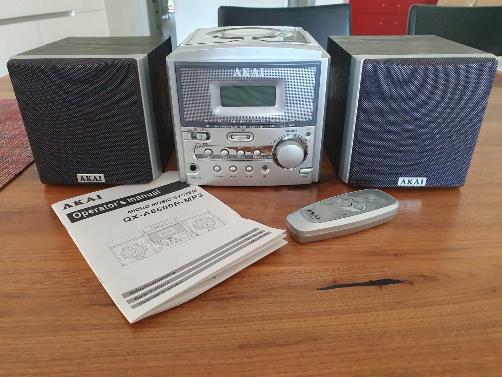 Akai Micro Music System met speakers en afstandsbediening, Ophalen, Gebruikt, Tuner of Radio, Microset