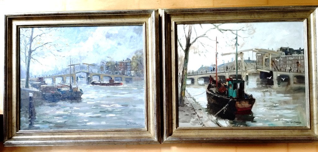 Jan Korthals 1916-1972 =AMSTERDAM= op de Amstel =PENDANT, Ophalen of Verzenden