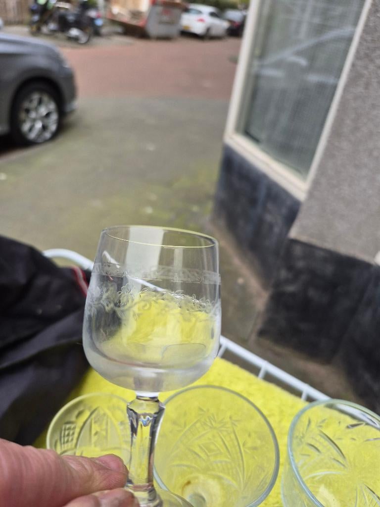 Vintage geëtst wijnglas, 1 stuk in zeer goede staat, Ophalen, Zo goed als nieuw, Overige typen