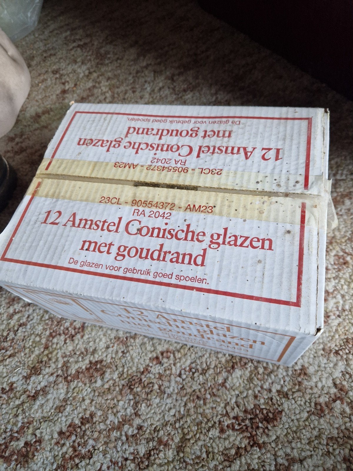 24  Amstel Conische Glazen met Goudrand - Nieuw in Doos, Glas of Glazen, Overige merken, Vintage, Nieuw