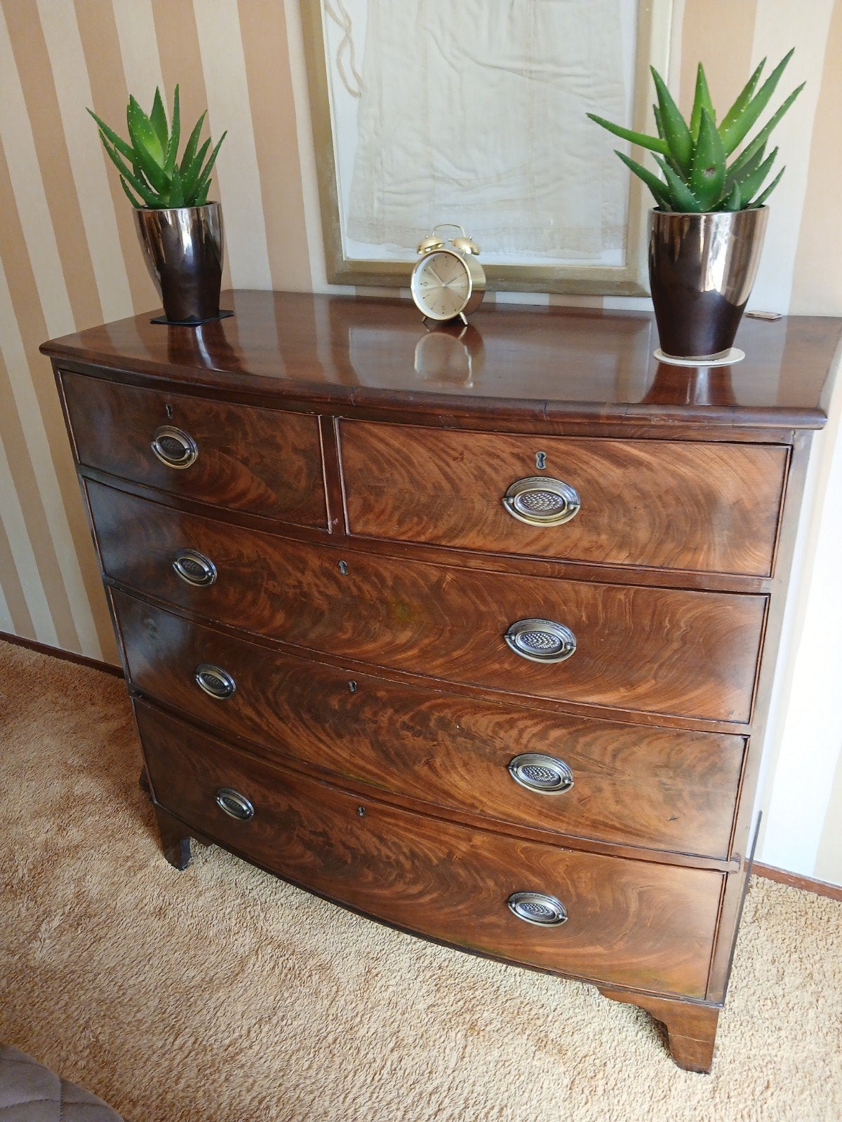 Antieke Engelse Mahoniehouten Ladekast - Biedermeier Stijl, Antiek en Kunst, Ophalen
