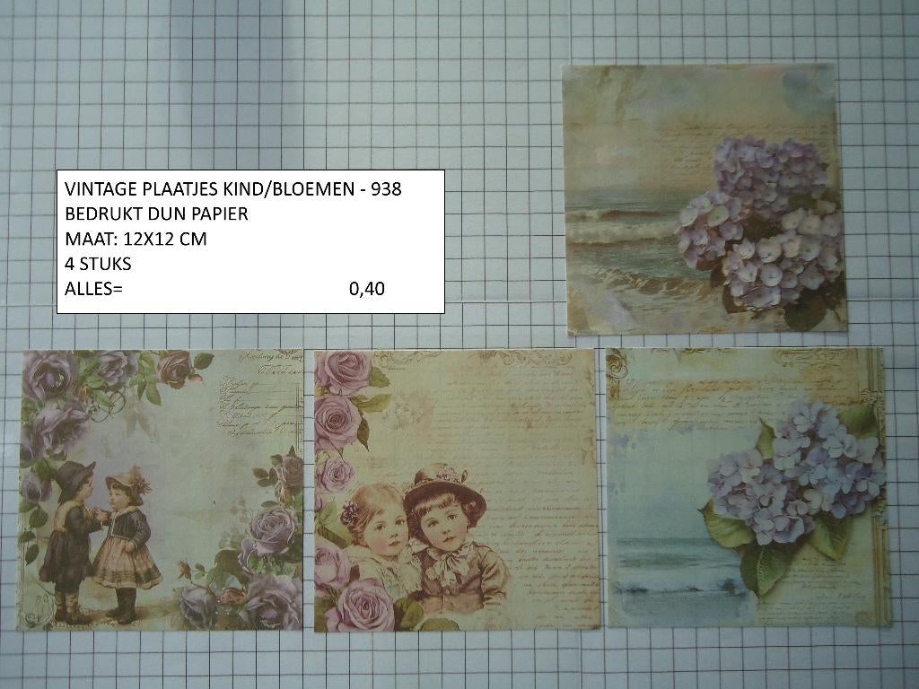 vintage plaatjes bloemen/kind 938 ( alleen verzenden, Ophalen, Nieuw, Overige thema's, Knipvel