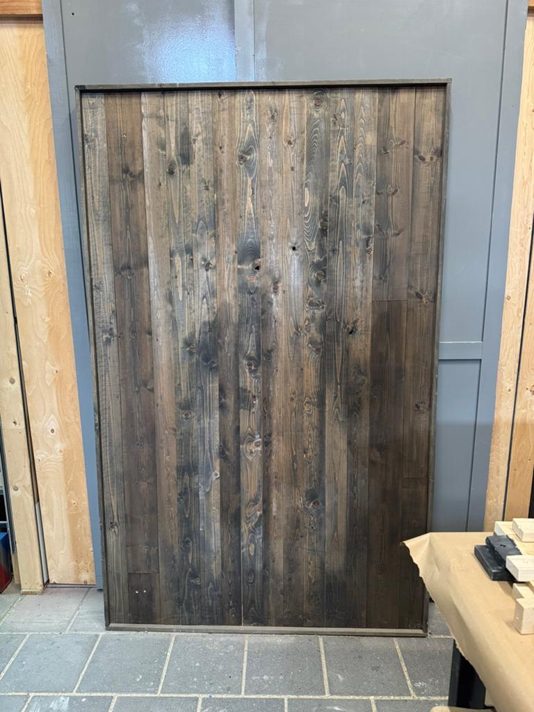 Groot wandbord, gemaakt van vloerdelen, Huis en Inrichting, Woonaccessoires | Wanddecoraties, Ophalen, Gebruikt, Industrieel, Hout