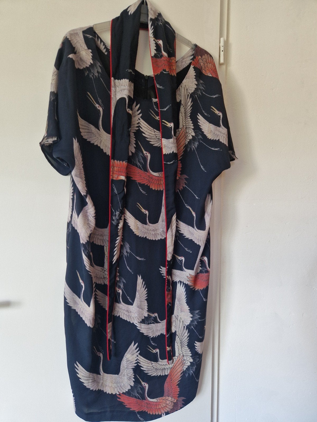 Steps jurk met kraanvogelprint, maat 42, Blauw, Maat 42/44 (L), Ophalen of Verzenden, Zo goed als nieuw