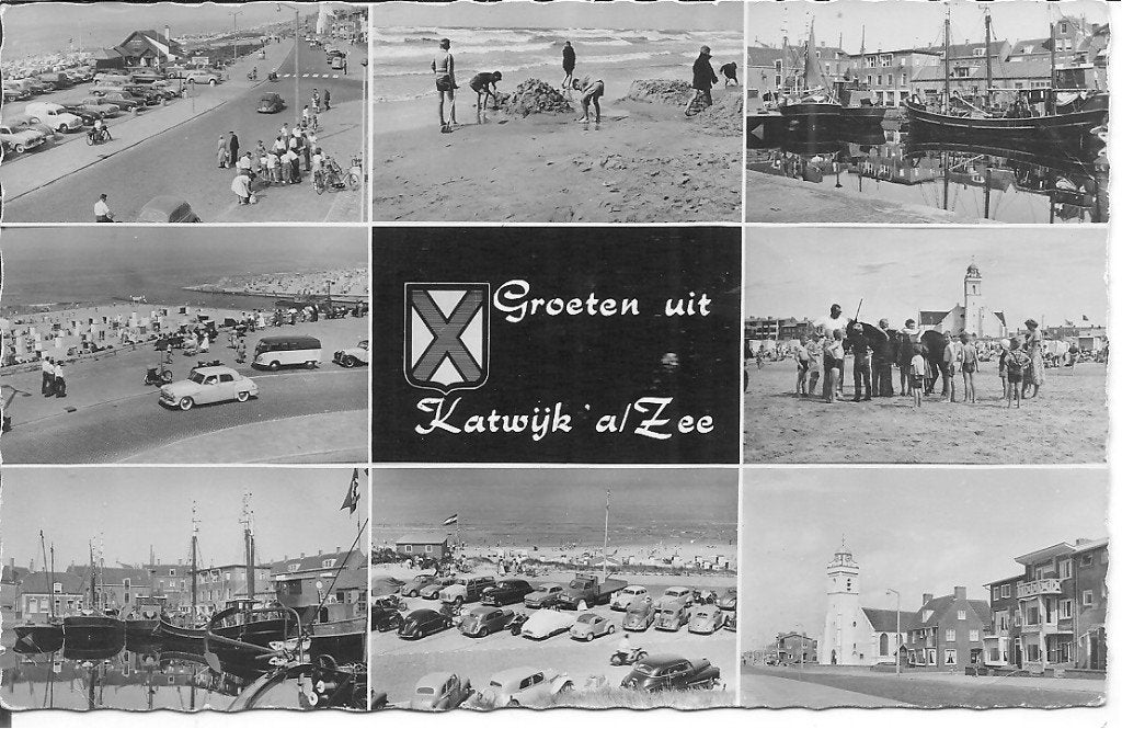 Groeten uit Katwijk aan Zee - Vintage Ansichtkaart, Ophalen of Verzenden, 1960 tot 1980, Ongelopen, Stad of Dorp