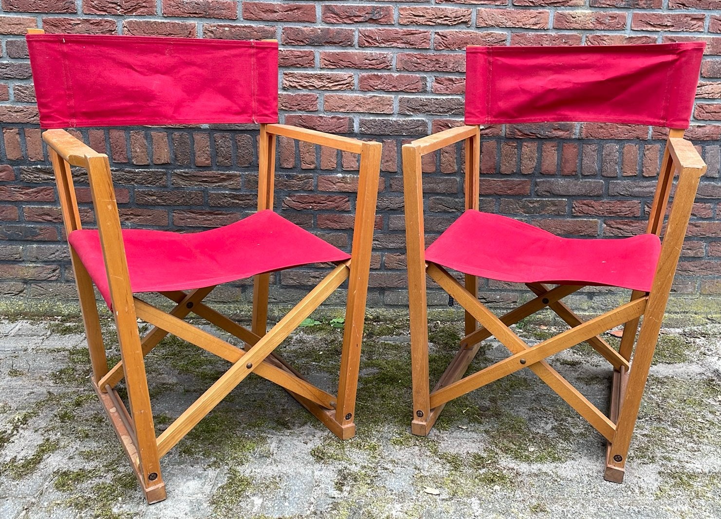 2 regisseurs stoelen, rood., Ophalen, Gebruikt, Hout, Inklapbaar