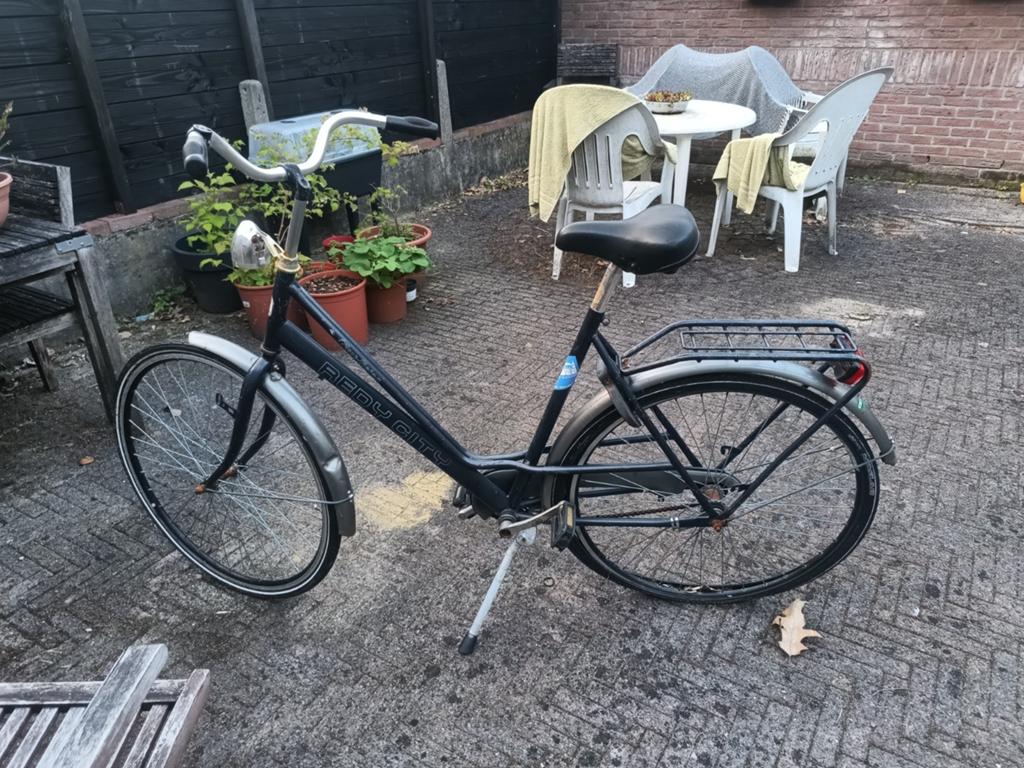 Damesfiets met terugtraprem - oud ijzer, Terugtraprem, Ophalen, Overige merken, 53 tot 56 cm