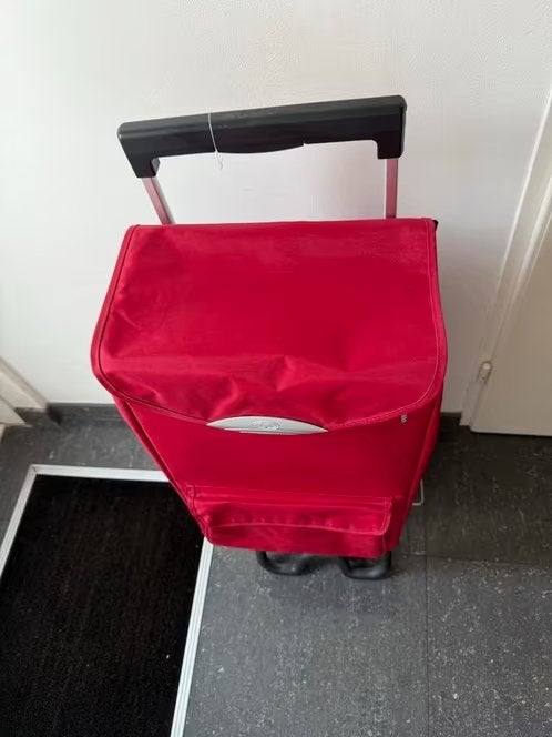 Rode Seco boodschappentrolley – Opvouwbaar, Ophalen, Nieuw, Rood, 30 cm of meer