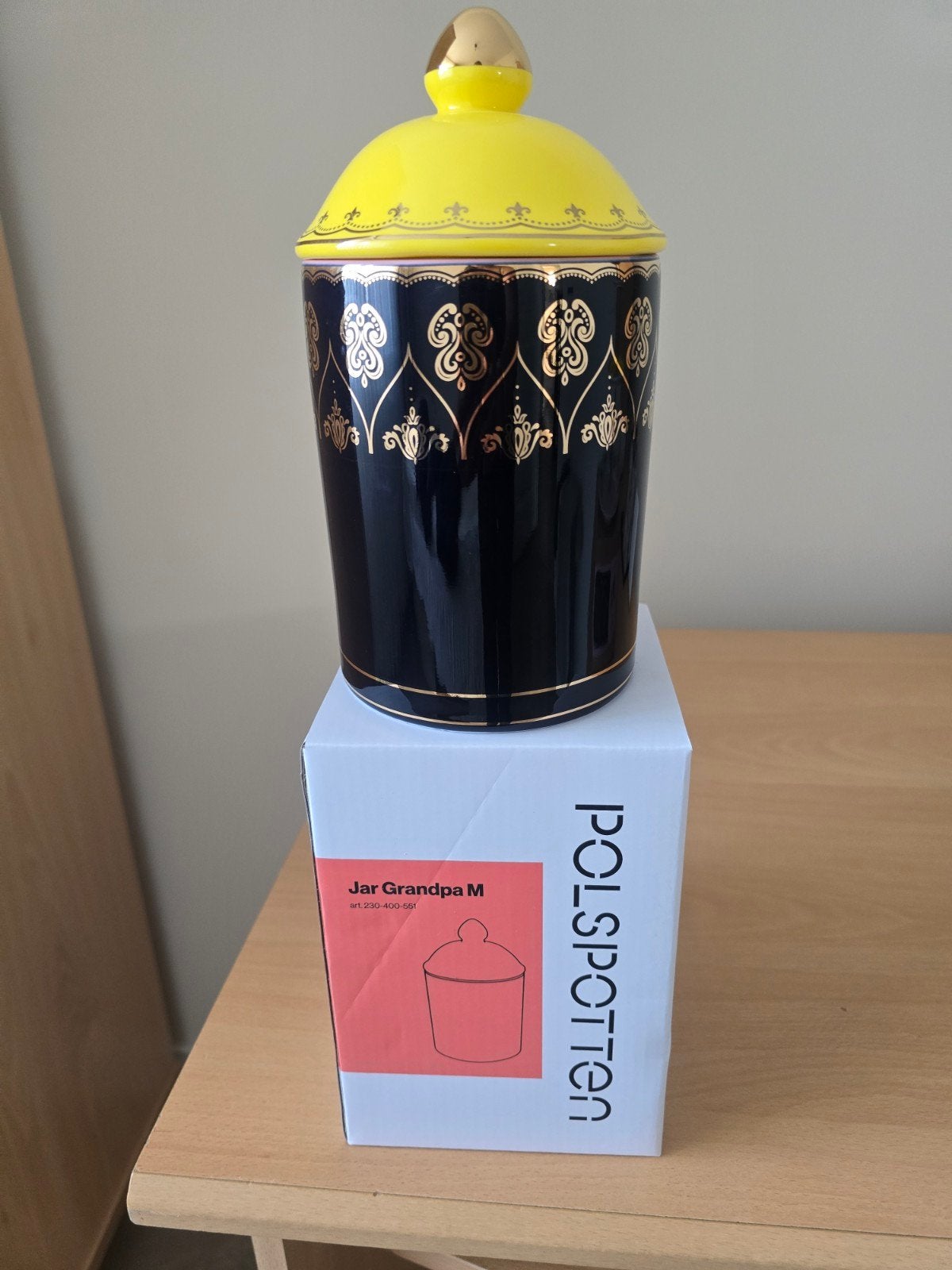 Pols Potten Jar Grandpa M - Decoratieve Pot Zwart/Geel, Ophalen of Verzenden, Nieuw, Zwart, Modern