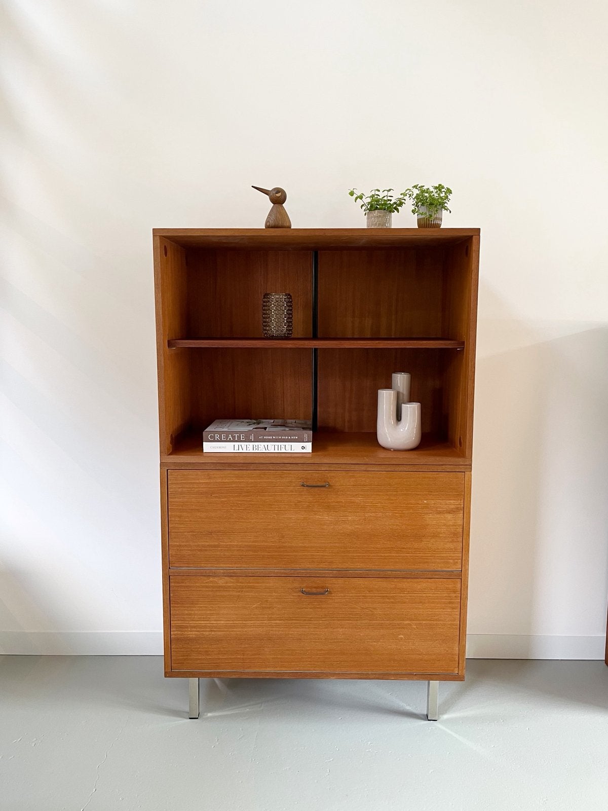 Vintage teakhouten kast Simpla Lux, jaren 60, Ophalen, Gebruikt, 1 of 2 laden, 100 tot 150 cm