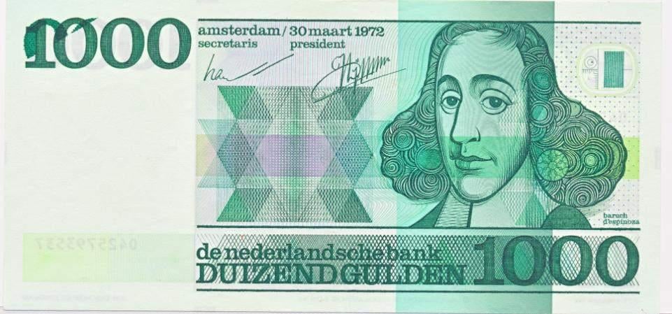Nederland 1000 Gulden 1972 Spinoza misdruk, Ophalen of Verzenden, 1000 gulden, Los biljet