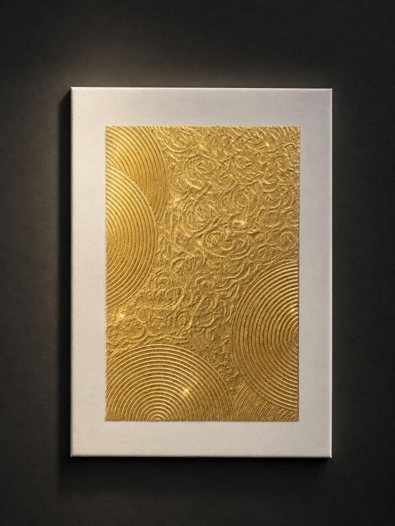 Gouden reliëf schilderij (55x75), Ophalen of Verzenden