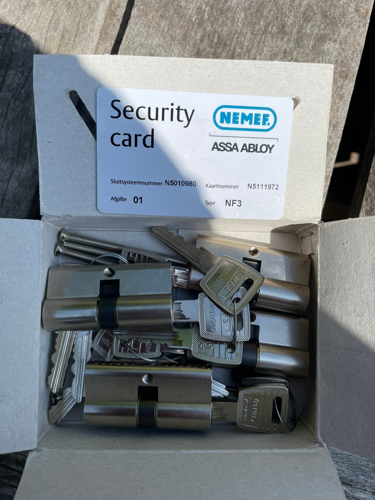 Emef cilinderset 4 stuks NF3 met certificaat nieuw, Ophalen of Verzenden, Nieuw, Slot
