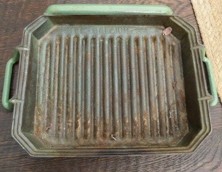 antieke grilplaat  emaille metaal, Ophalen of Verzenden