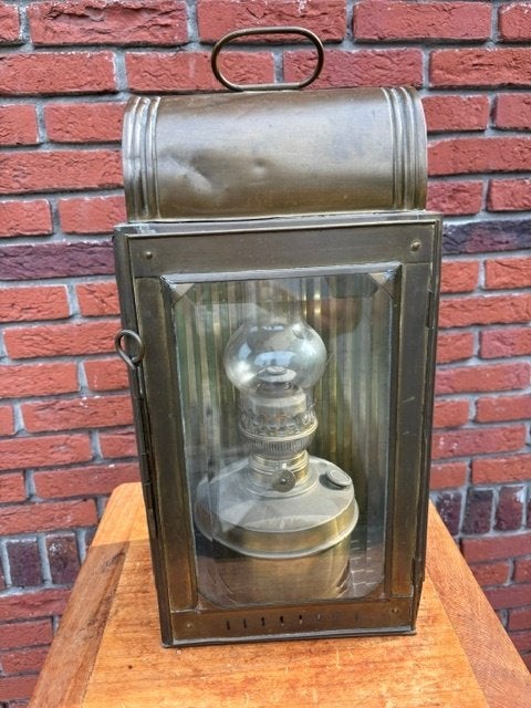 Antieke koperen olie scheepslamp., Ophalen of Verzenden, Gebruikt, Motorboot, Overige typen