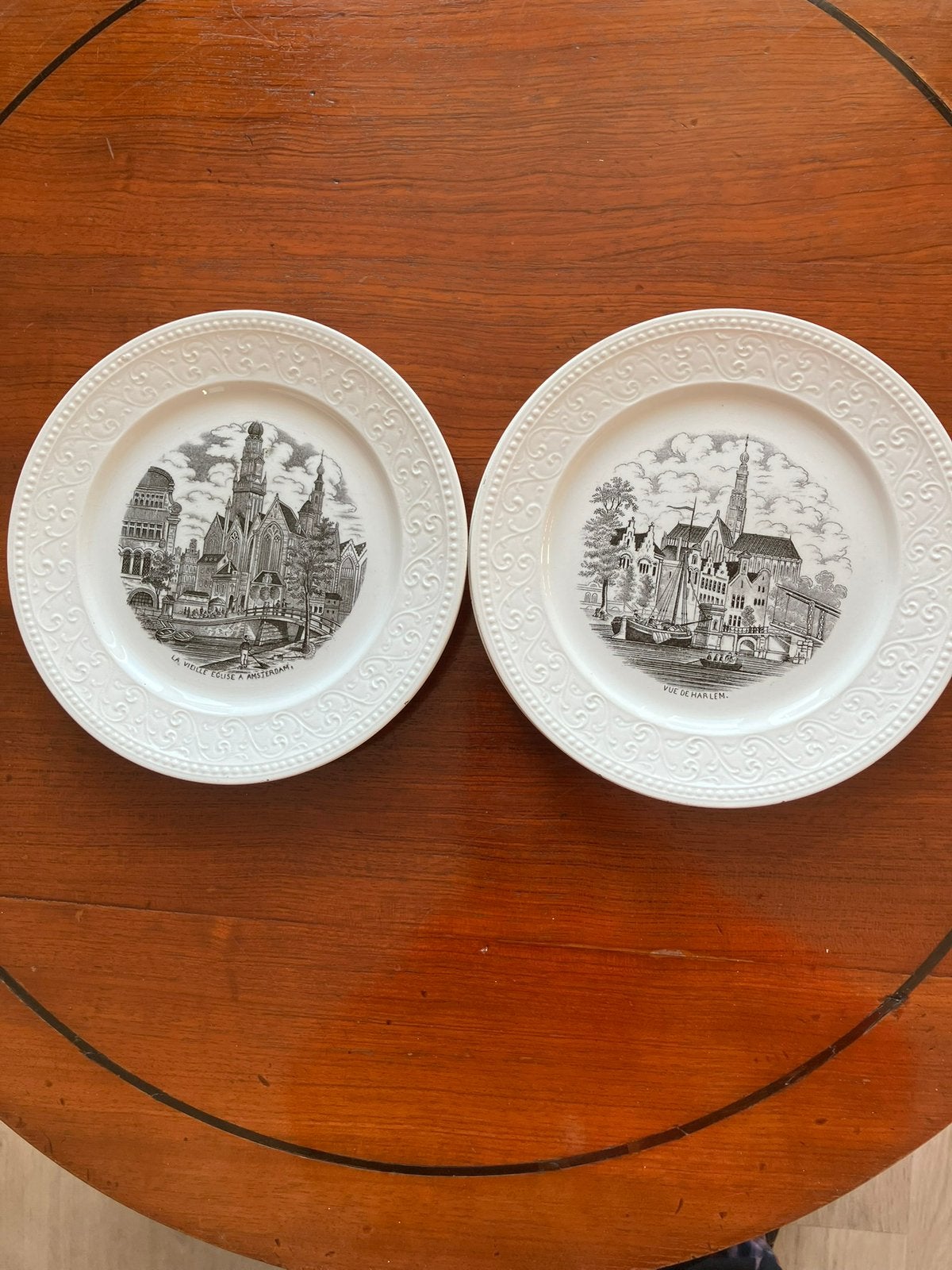 4 Antieke bordjes Societe Ceramique, Ophalen of Verzenden