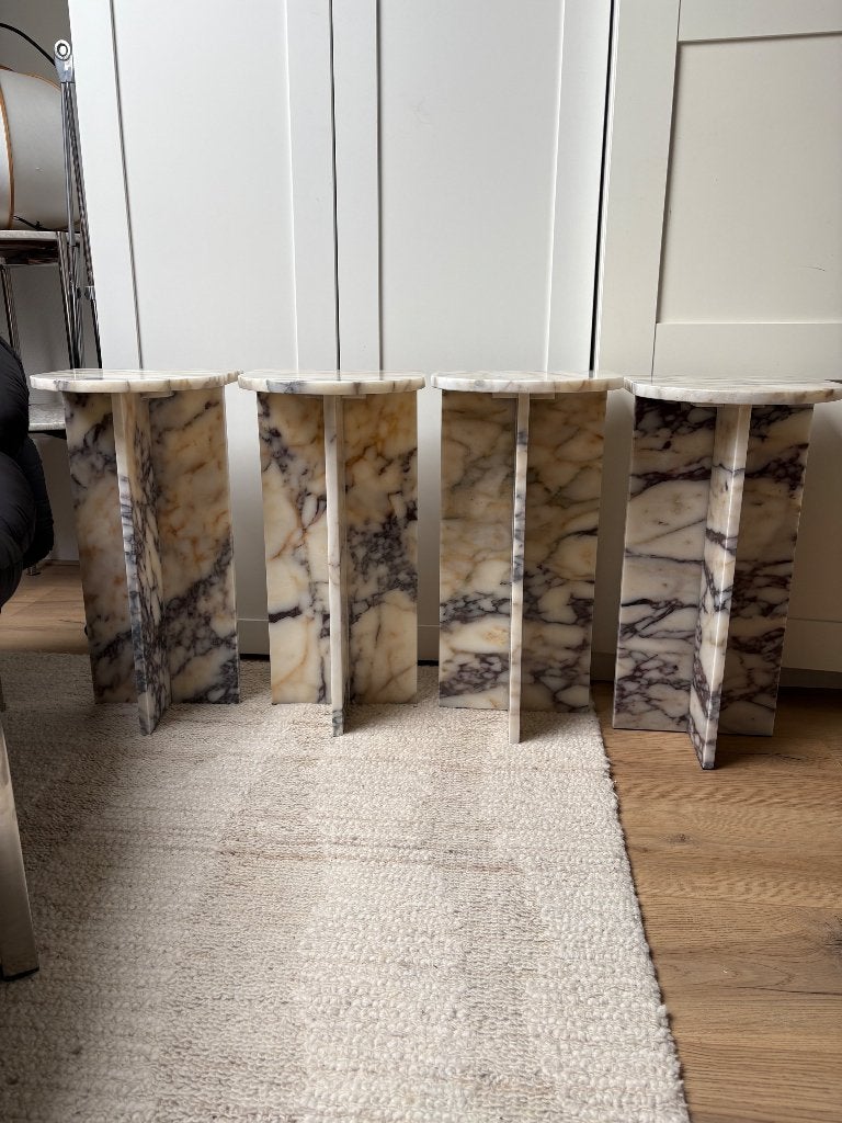 Calacatta bijzettafels, Huis en Inrichting, Minder dan 55 cm, Rond, Nieuw, Ophalen