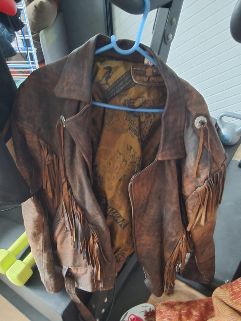 Leren cowboyjas, Ophalen, Zo goed als nieuw, Maat 46/48 (XL) of groter, Zwart