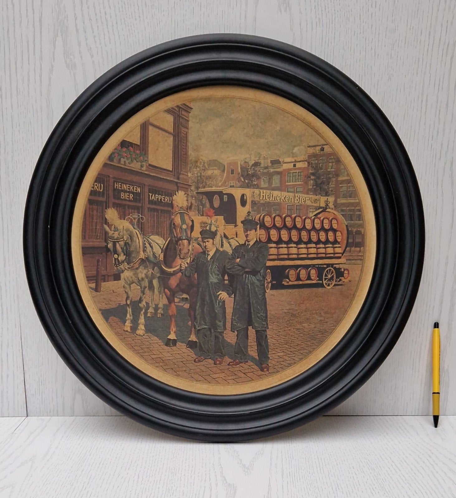 Vintage Heineken Bier Reclame Wandplaat - Paard en Wagen, Antiek en Kunst, Antiek | Wandborden en Tegels, Ophalen of Verzenden
