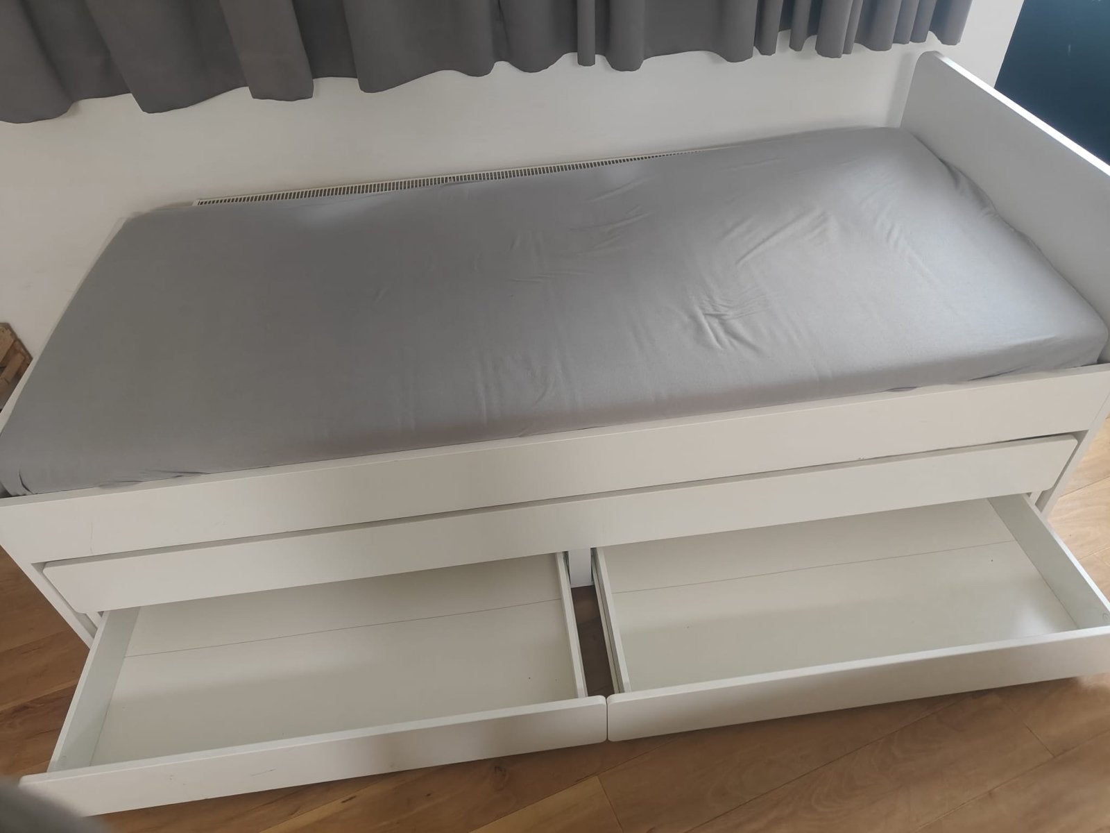 IKEA Brimnes Bedbank 80x200/160x200 met 2 matrassen, Ophalen, Wit, Tweepersoons, Zo goed als nieuw