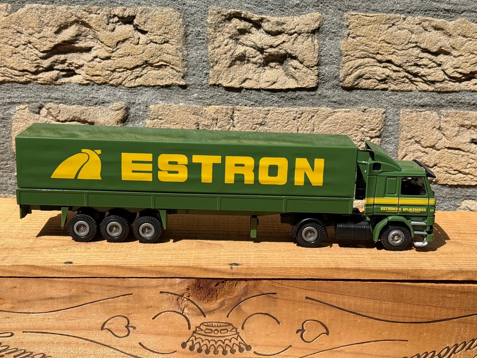Tekno ESTRON scania huifoplegger in doos, Ophalen of Verzenden, Zo goed als nieuw, Bus of Vrachtwagen, Tekno