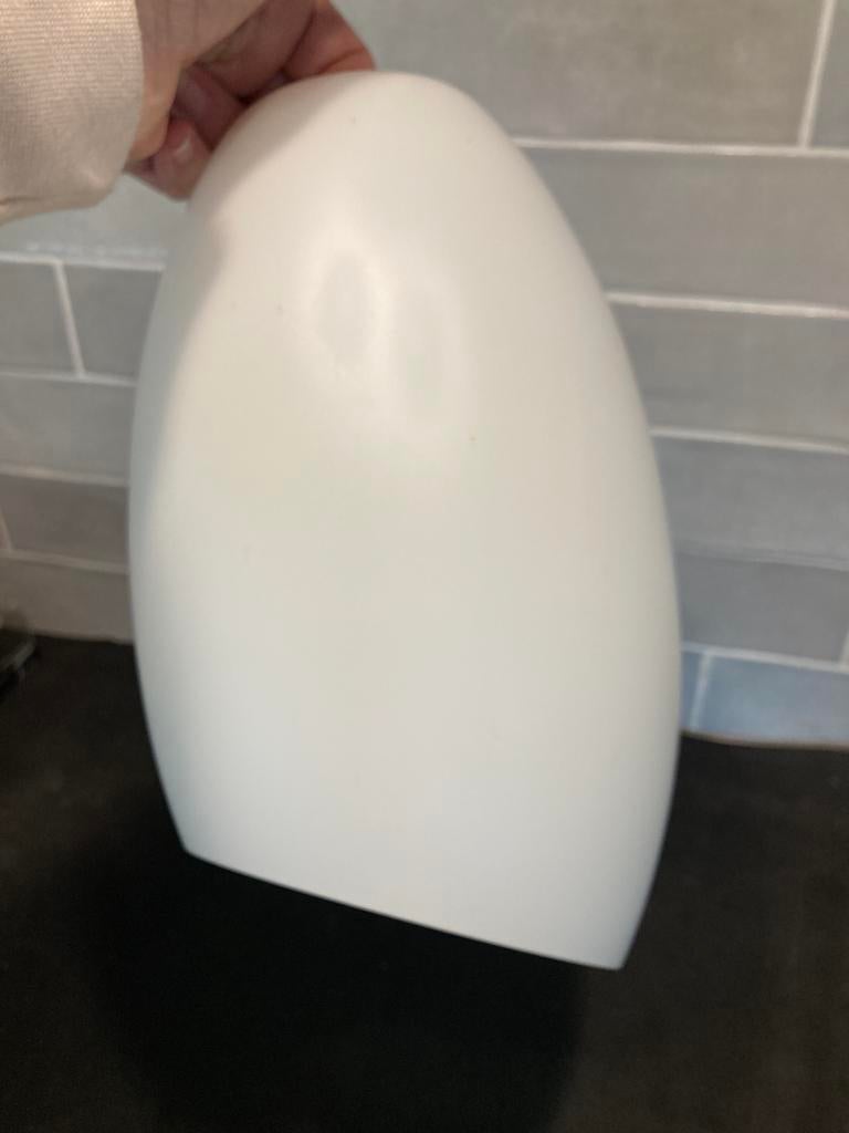 Glazen lampenkap, schuin aflopend (050526), Huis en Inrichting, Lampen | Lampenkappen, Ophalen, Gebruikt, 25 tot 50 cm, Wit