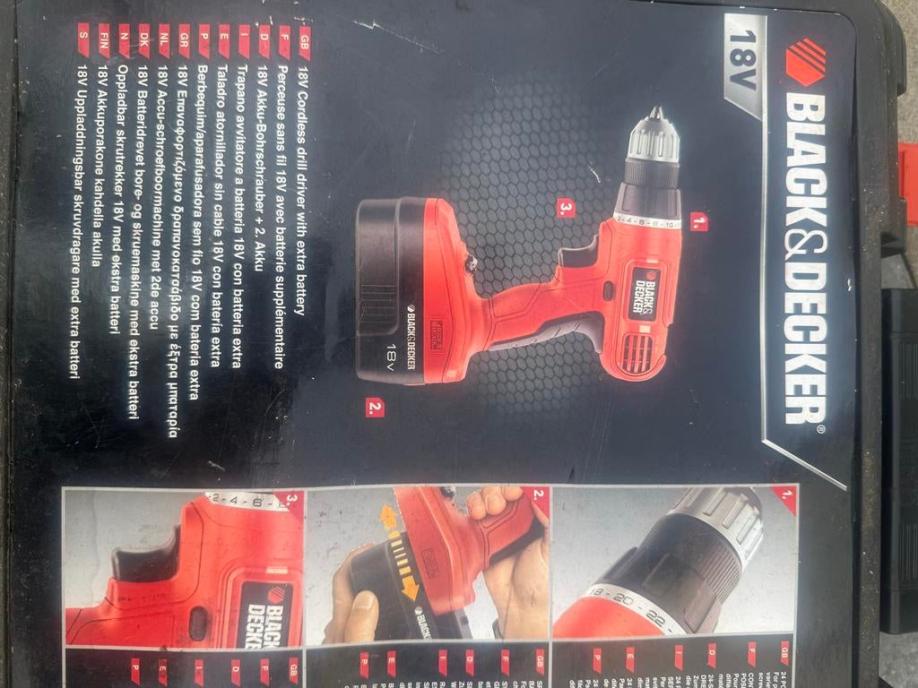 Black & Decker 18V Boor- en Schroefmachine met 2 accu's, Doe-het-zelf en Verbouw, Gereedschap | Boormachines, Ophalen of Verzenden