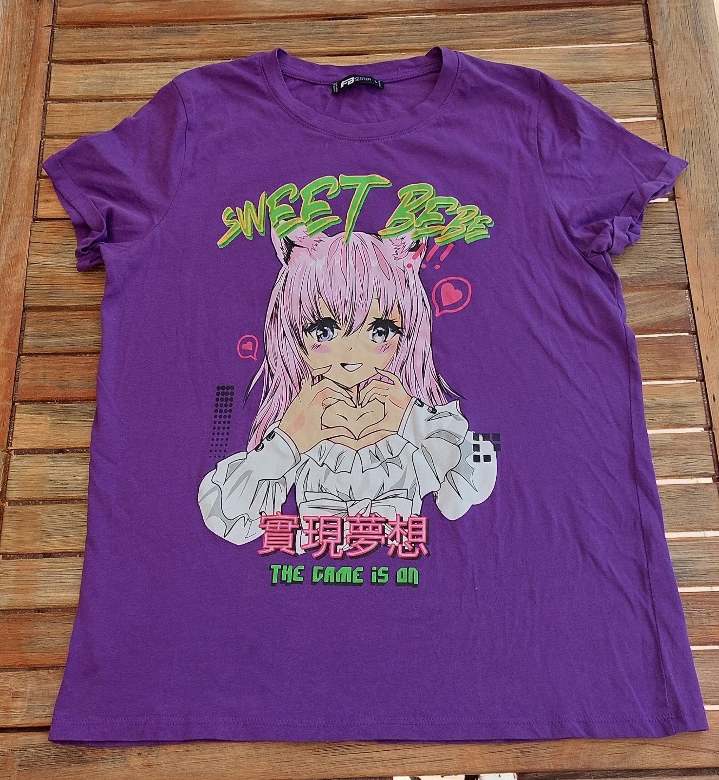 Manga t-shirt L (valt als M), Kleding | Dames, Paars, Maat 42/44 (L), Ophalen of Verzenden, Zo goed als nieuw
