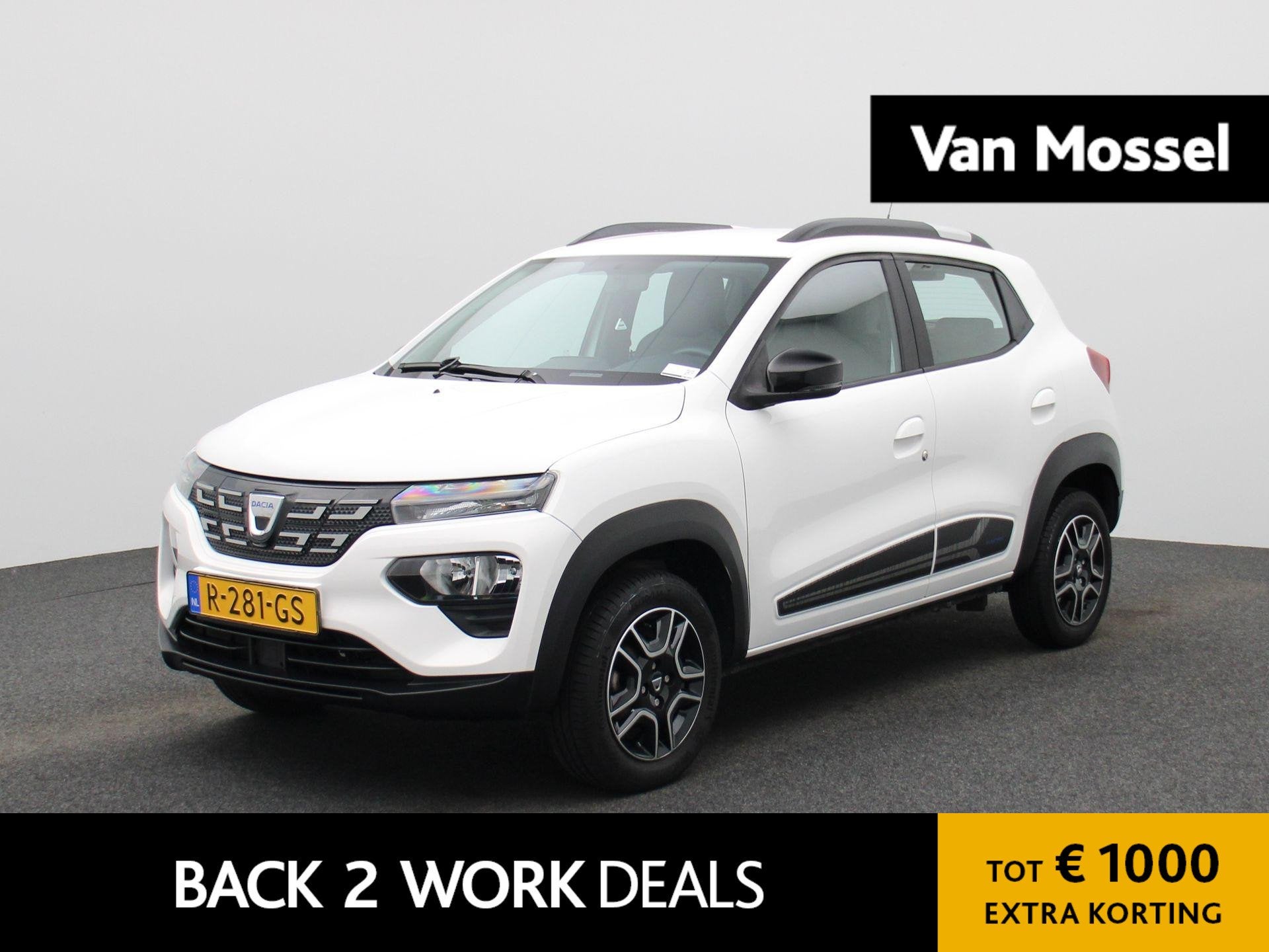 Dacia Spring Comfort 27 kWh | BTW AUTO | AIRCO | PARKEERSENS, Auto's, Gebruikt, Leder en Stof, Wit, Te koop
