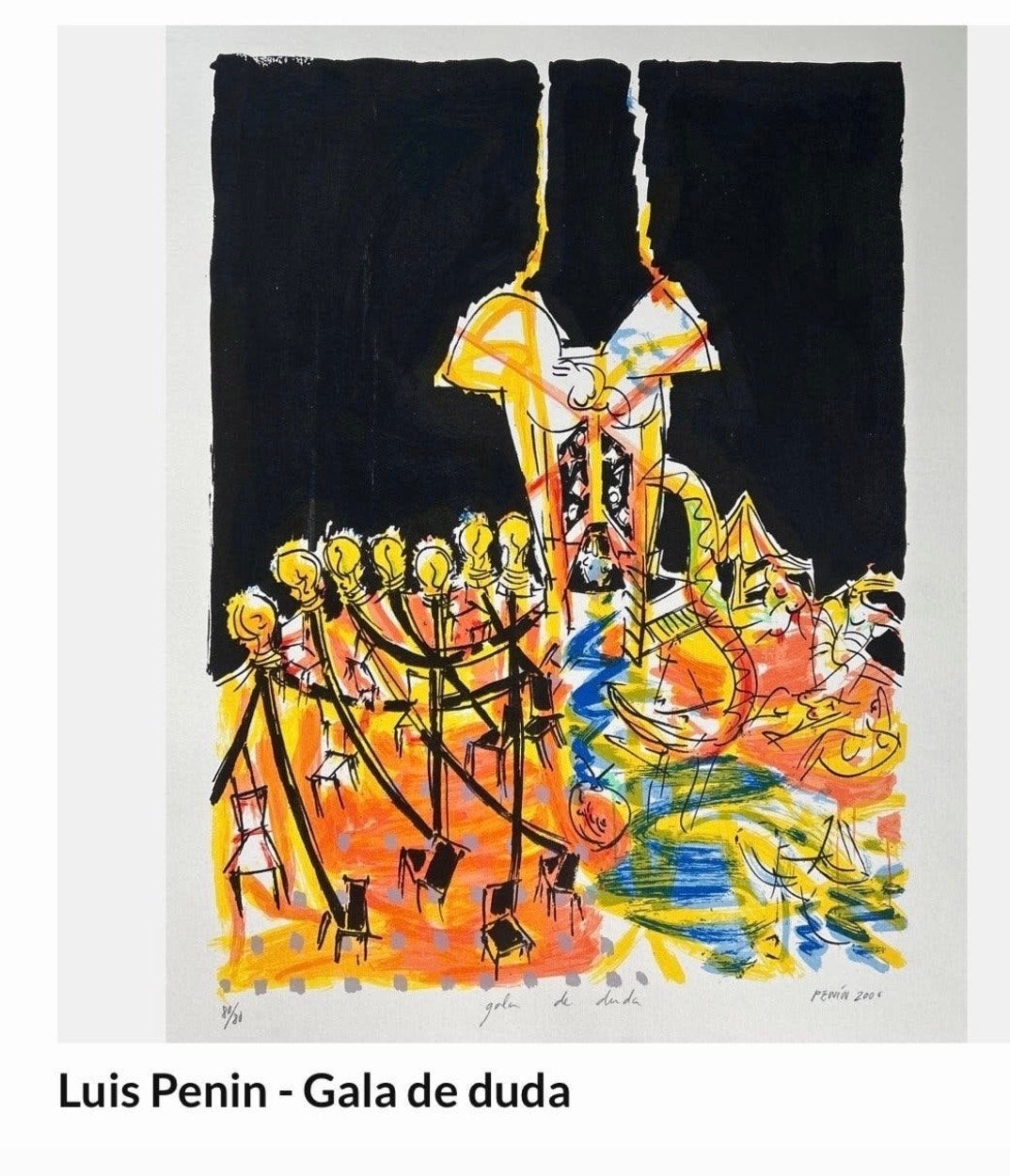 Luis Penin - Gala de Duda (Zeefdruk, 80/80, Ingelijst), Ophalen of Verzenden, Zeefdruk, Genummerd, 2000 tot heden