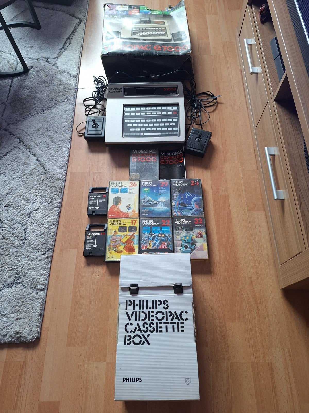 Philips Videopac G7000 met 8 spellen en cassettebox, Spelcomputers en Games, Ophalen of Verzenden, Gebruikt