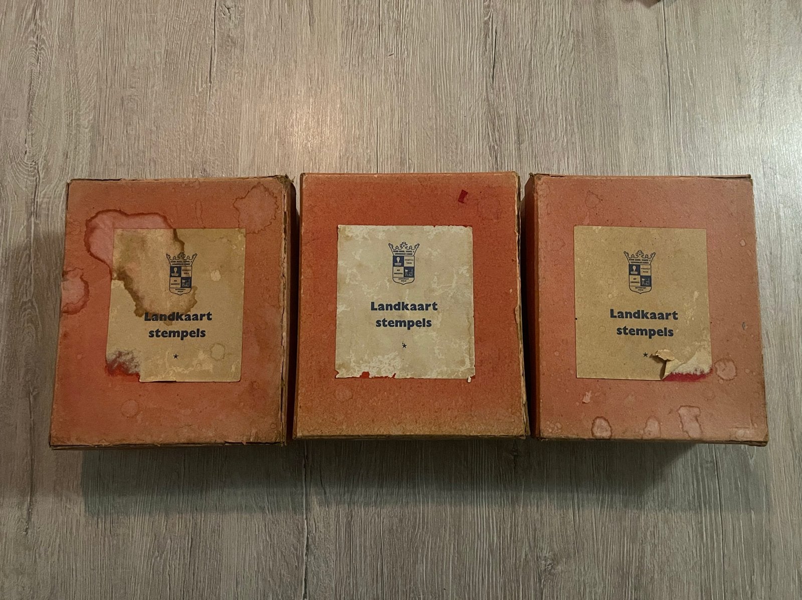 Vintage Landkaart Stempels - Drenthe, Groningen, Overijssel, Ophalen of Verzenden, Gebruikt