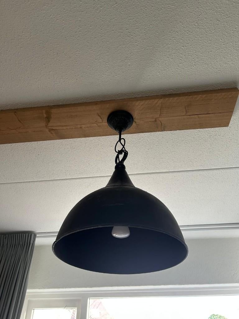 Set van 2 Industriële Hanglampen – Zwart, Ophalen, Gebruikt, Metaal, Minder dan 50 cm