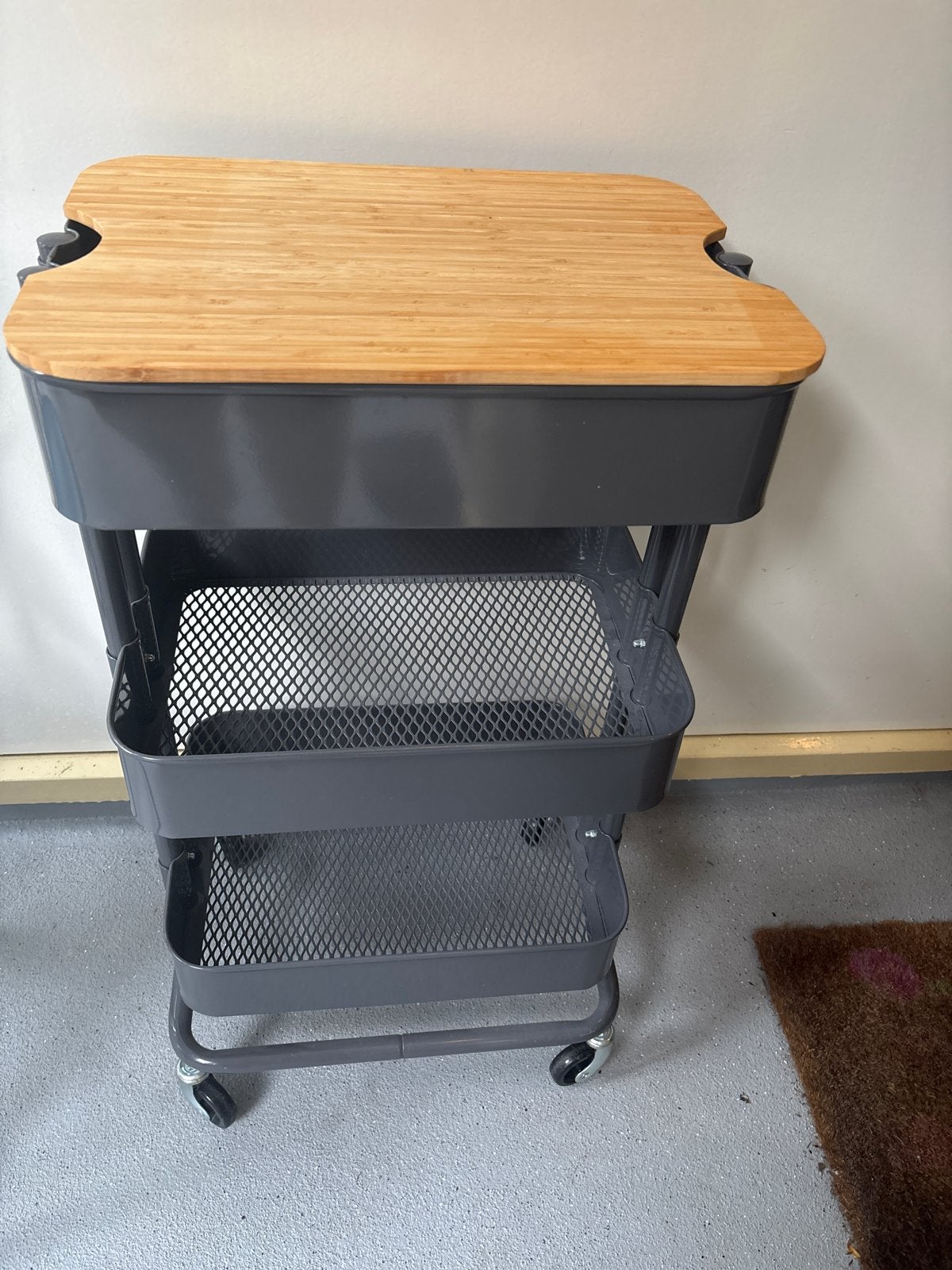 IKEA RÅSKOG Serveerwagen met Bamboe Snijplank - Grijs, Ophalen of Verzenden, Zo goed als nieuw