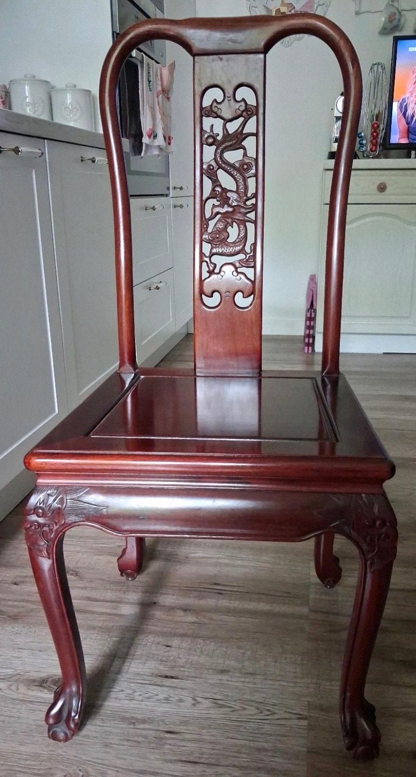 Antieke Chinese stoelen (2 stuks) met drakenhoutsnijwerk, Ophalen of Verzenden