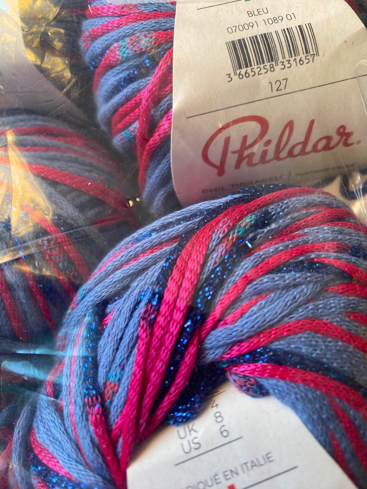 Phildar Phil Tiramisu Brei/Haakgaren - Blauw/Roze/Glitter, Hobby en Vrije tijd, Ophalen of Verzenden, Nieuw, Breien of Haken, Wol of Garen