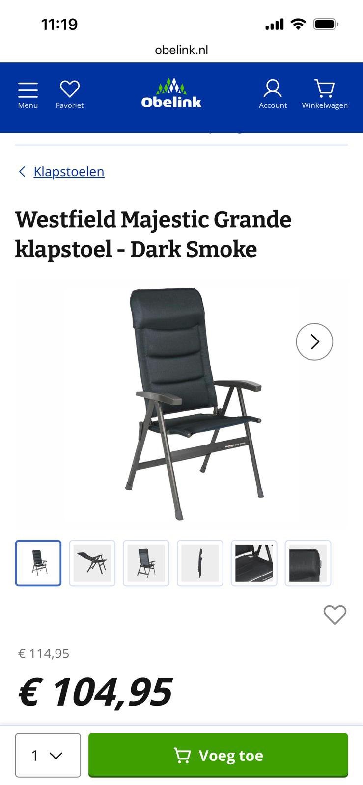 Westfield stoel, Ophalen, Nieuw, Campingstoel