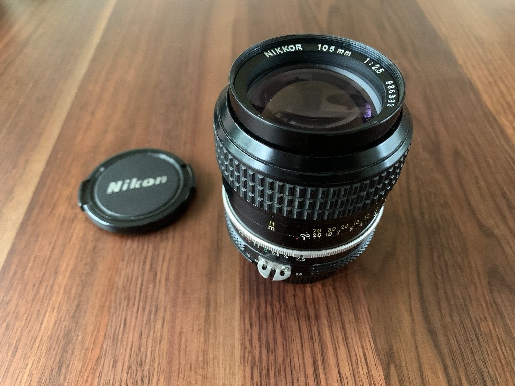 Nikon 105mm f2.5 AI lens (Nikon F mount), Audio, Tv en Foto, Nikon, Nikon F-mount, Handmatige focus, Telelens